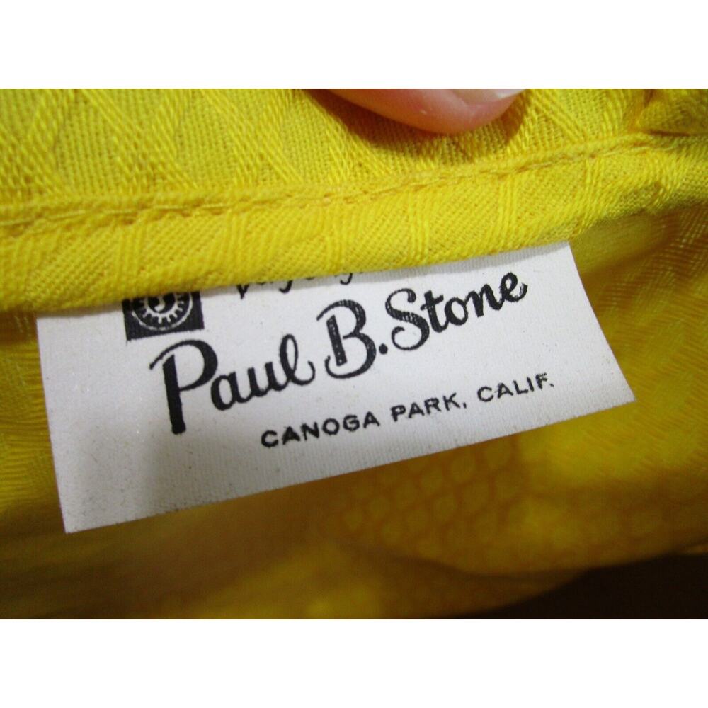Vintage 60's Mod Paul B. Stone Small Yellow Textured Canvas Clutch Tote Handbag - Picture 11 of 12